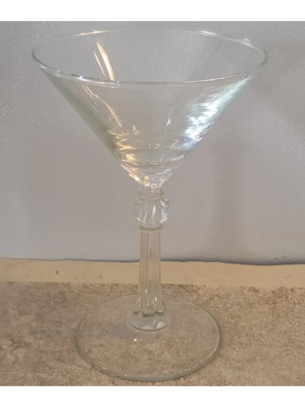 Vintage Martini Glass Clear Crystal? Ornate Ridged Stem Barware